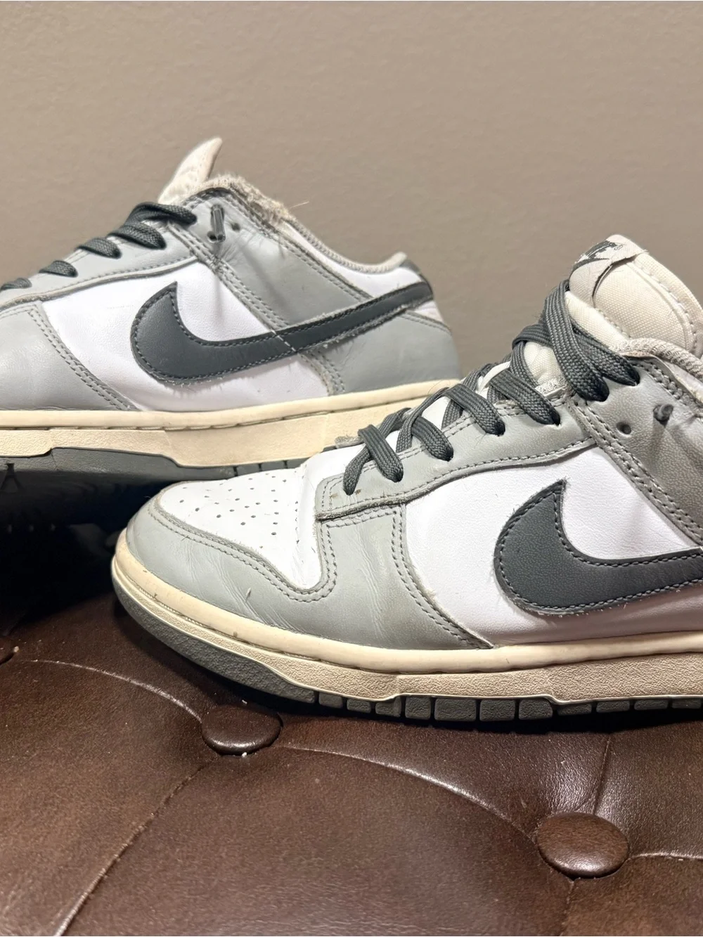 Nike White and Gray Low-Top Sneakers